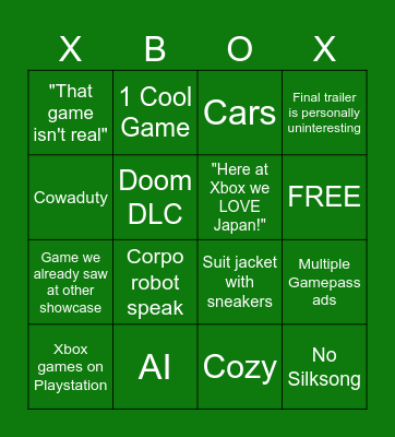 XBING Bingo Card