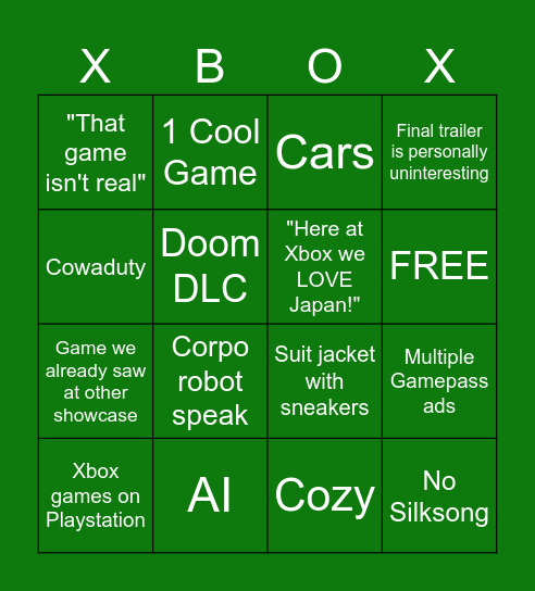XBING Bingo Card