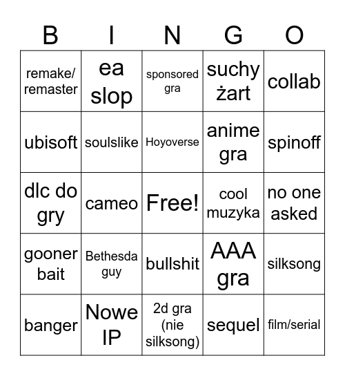 Xbox game showcase Bingo Card