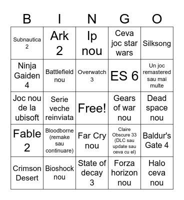 Xbox Prezentare 2025 Bingo Card