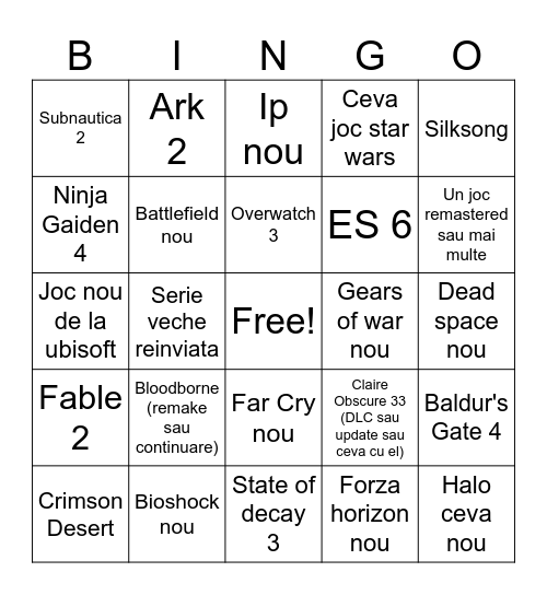Xbox Prezentare 2025 Bingo Card