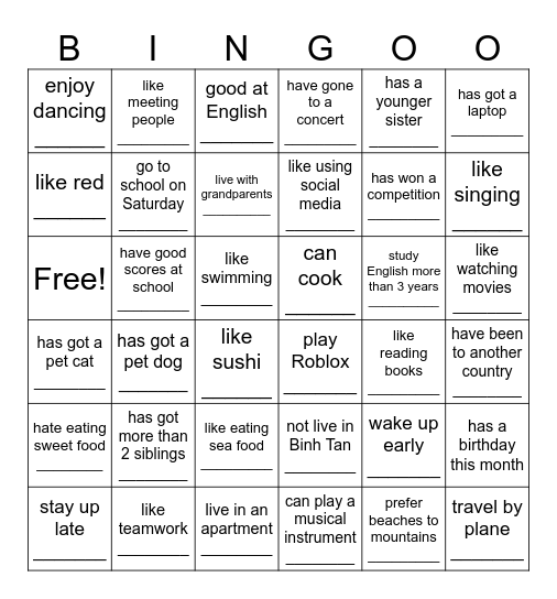 FIND SOMEONE WHO Bingo Card