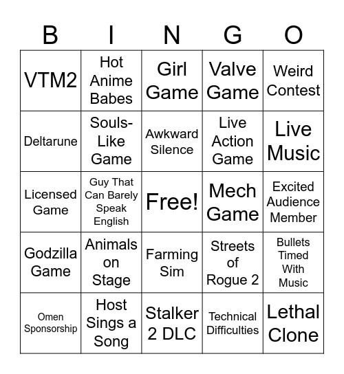PC Games Show 2025 Bingo Card