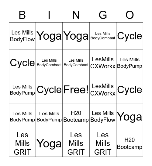 Fall Fitness Bingo Card