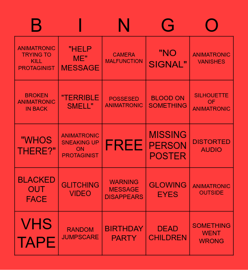 FNAF VHS BINGO Card