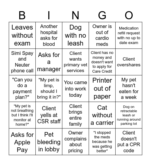 VSEC CSR BINGO Card