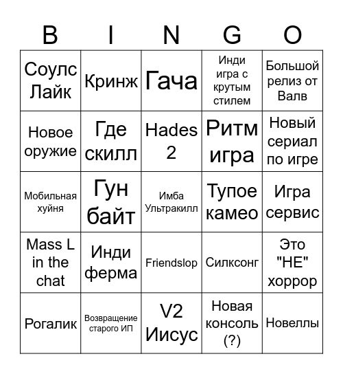 Pc Gaming show Bingo Card