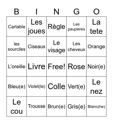 French summer camp Bingo Card
