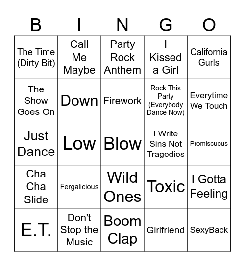 SIBINGO: MIDDLE SCHOOL DANCE Bingo Card