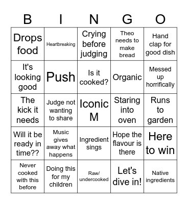 Masterchef Australia Bingo Card