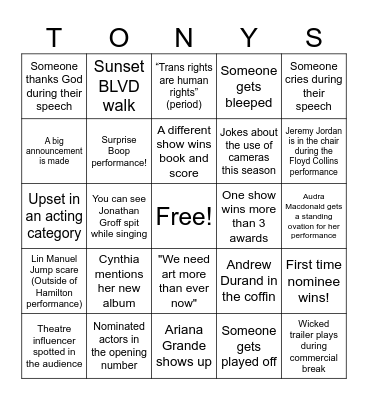 Tonys 2025 Bingo Card