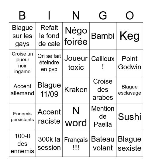 Bingo de SOT Bingo Card