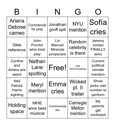 Tonys 2025 Bingo Card