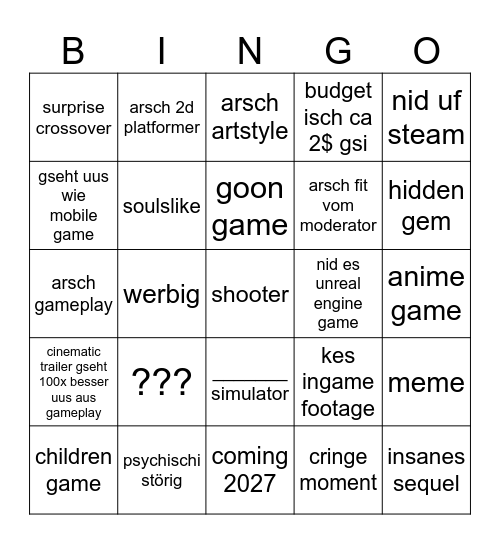 PC GAMING SHOW BINGO Card