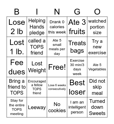 TOPS Bingo Card