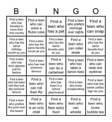 GHJJ 2025 Teen Retreat Bingo Card