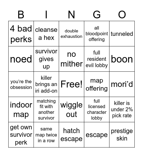 chaos shuffle survivor edition Bingo Card