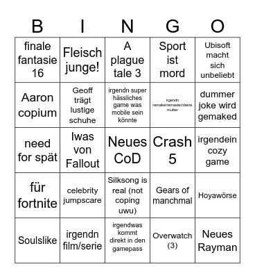 X my bo till i x Bingo Card
