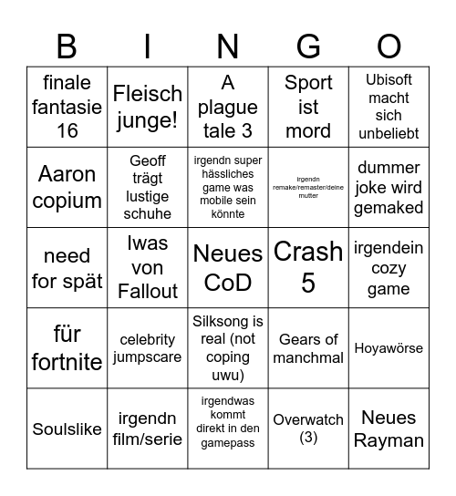 X my bo till i x Bingo Card