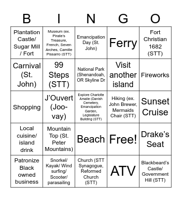 St. Thomas-St. John 2025 Birthday Bingo Card