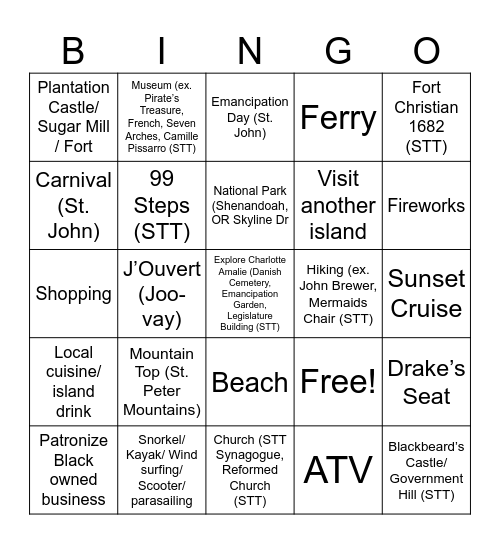 St. Thomas-St. John 2025 Birthday Bingo Card