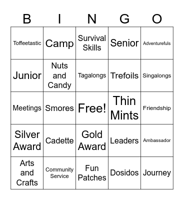 Girl Scouts Bingo Card