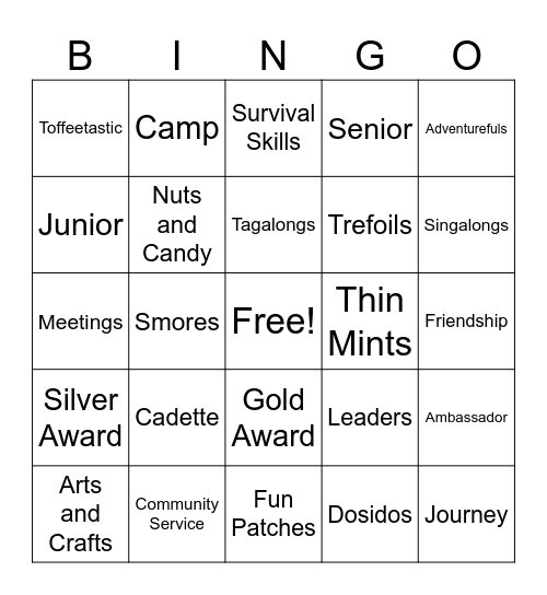 Girl Scouts Bingo Card