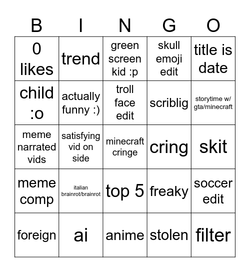 Untitled Bingo Card