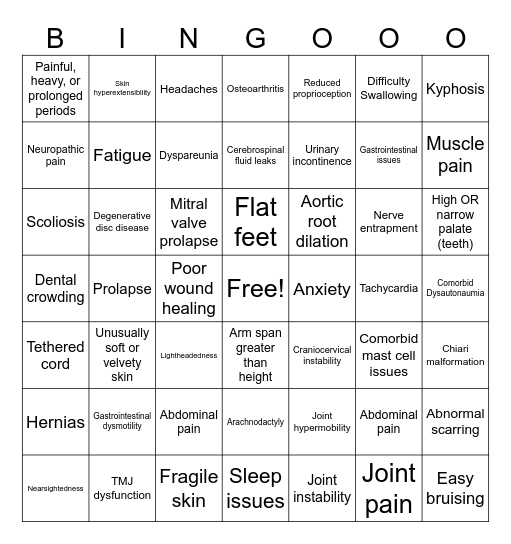problems... Bingo Card