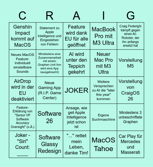 Dub Dub Bingo 25 Bingo Card