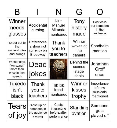Tony Awards Bingo Card