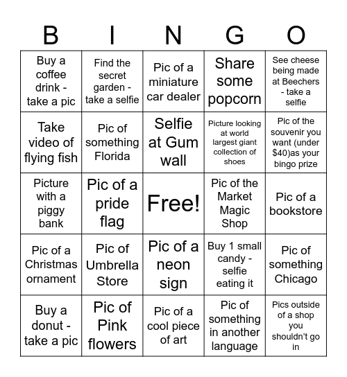 Pike Pike Place Market Bingo Card