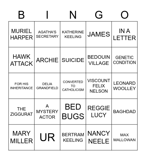 The Woman on the Orient Express Bingo Card