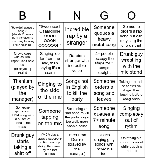 BlueBird Bingo Card