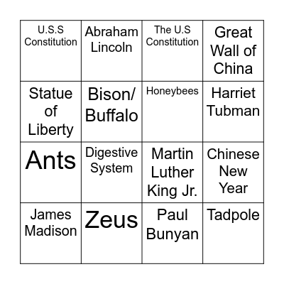 Knowledge Review Bingo Card