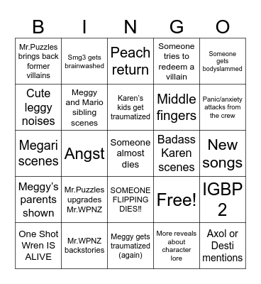 MR.PUZZLES RETURN Bingo Card