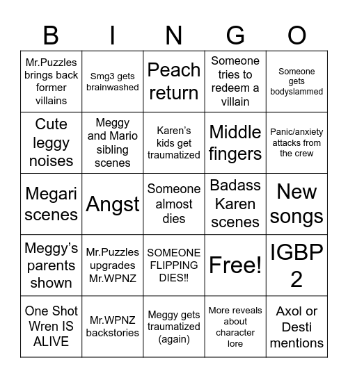 MR.PUZZLES RETURN Bingo Card