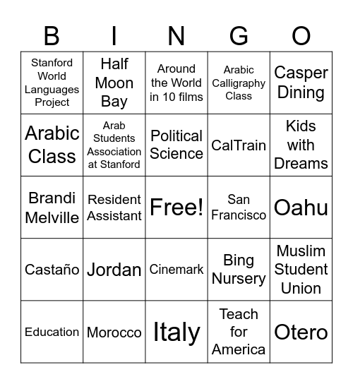 han Bingo Card