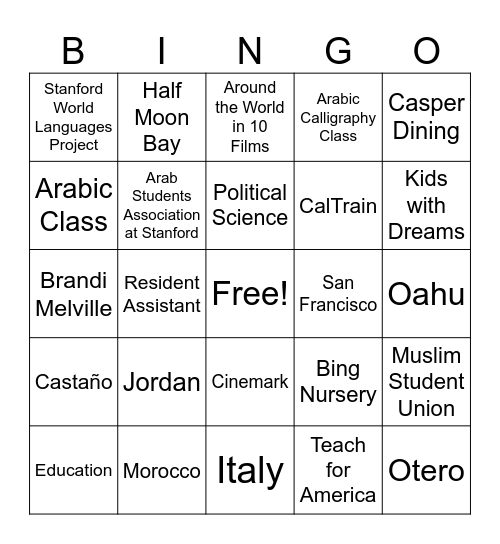 han Bingo Card