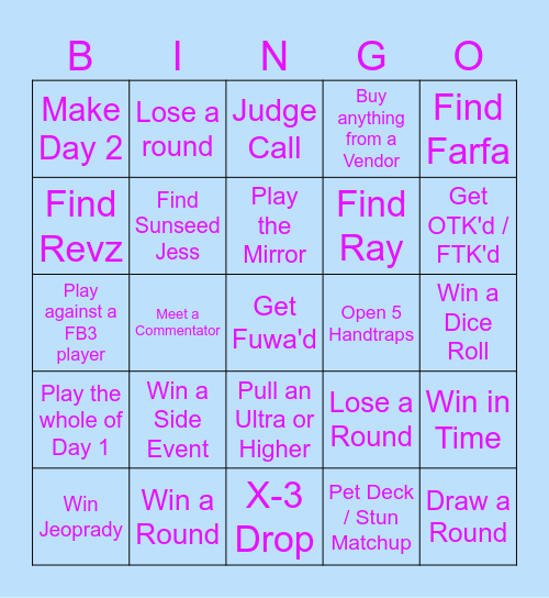 YGO Nats Liverpool Bingo Sheet Bingo Card