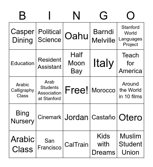 h Bingo Card