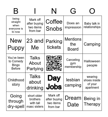 Comedy Bingo with Allie & Kelly Bingo Card