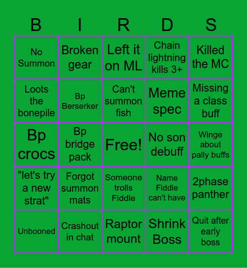 Demon Hour ZG 1 Bingo Card