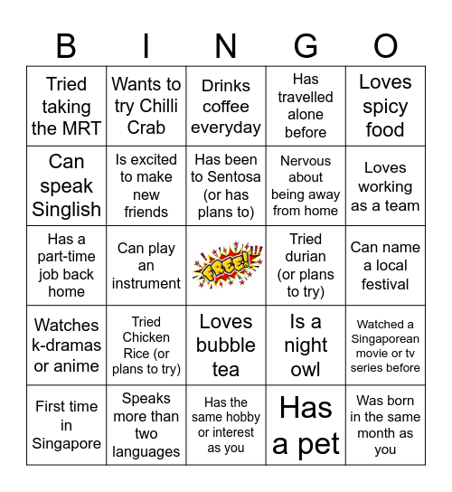 Summer Bingo: Singapore Edition Bingo Card