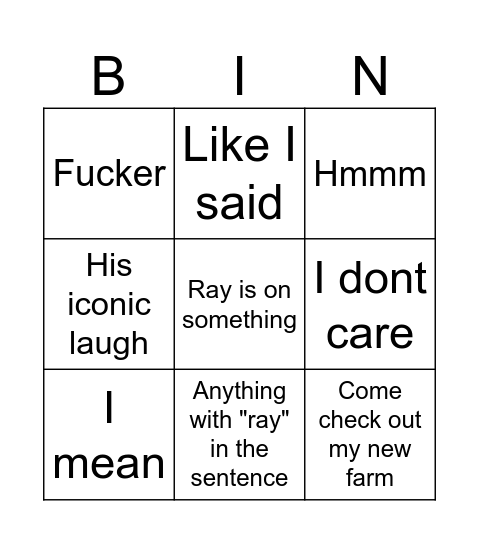 MINI SAYING BINGO CARD Bingo Card