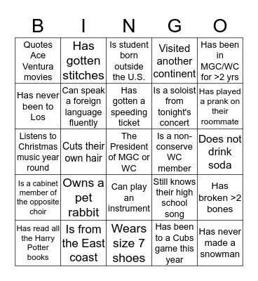 FIND SOMEONE WHO Bingo Card