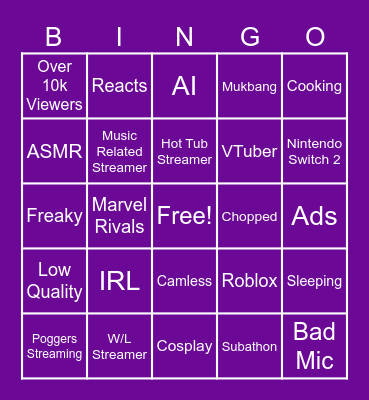 Twitch Bingo Card