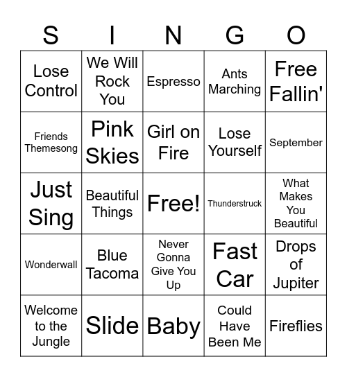 New and Old Favorites! Bingo Card
