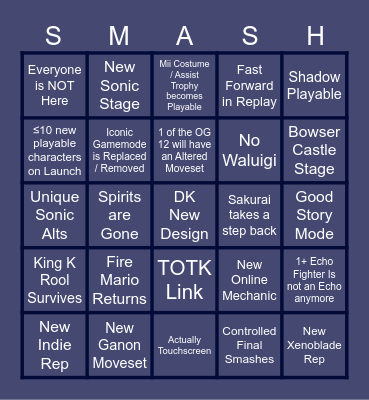 SMASH 6 BINGO Card
