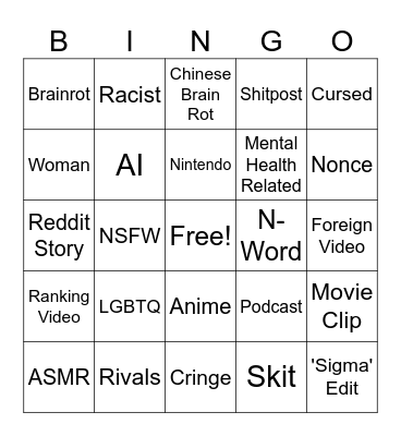 Tik Tok FYP Bingo Card